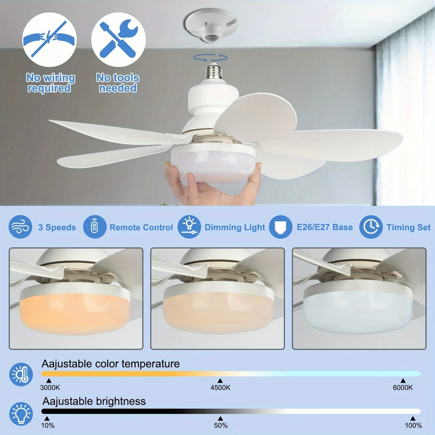 40W Ceiling Fan Socket LED Light